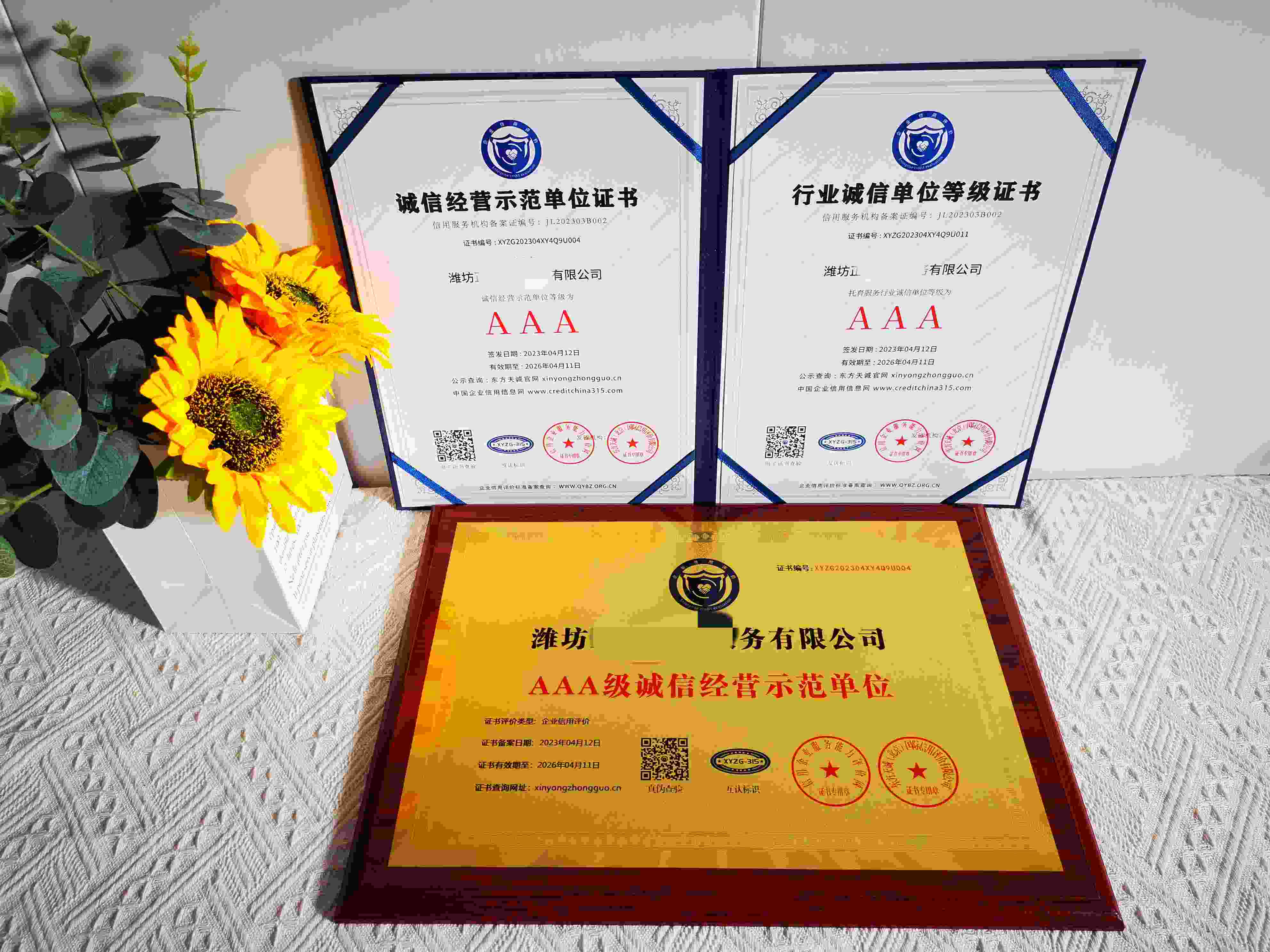 恭喜潍坊正心托育服务有限公司顺利通过AAA信用认证,潍坊正心托育服务有限公司办理AAA信用等级证书