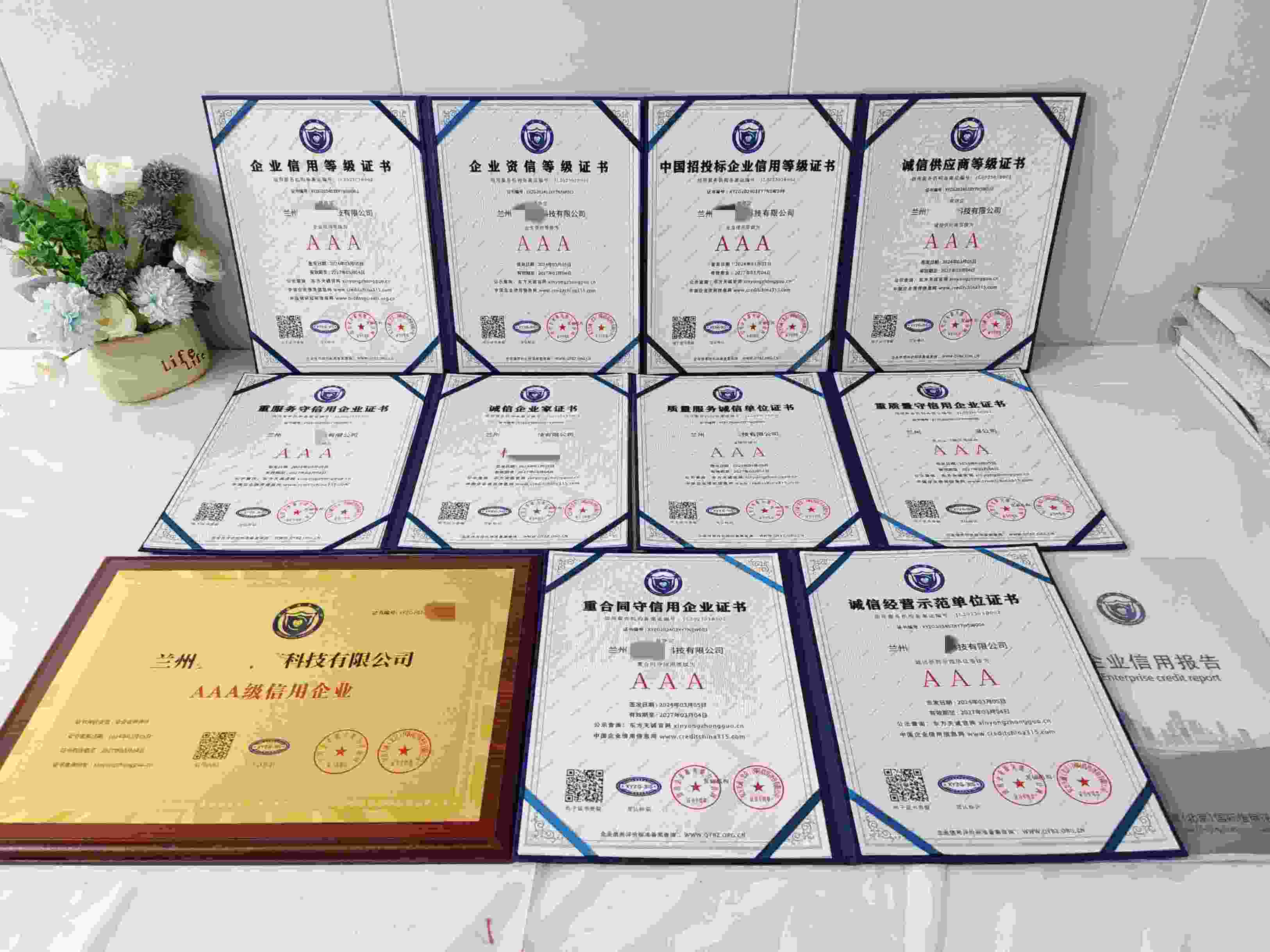 恭喜兰州步上环境科技有限公司顺利通过AAA信用认证,兰州步上环境科技有限公司办理AAA信用等级证书