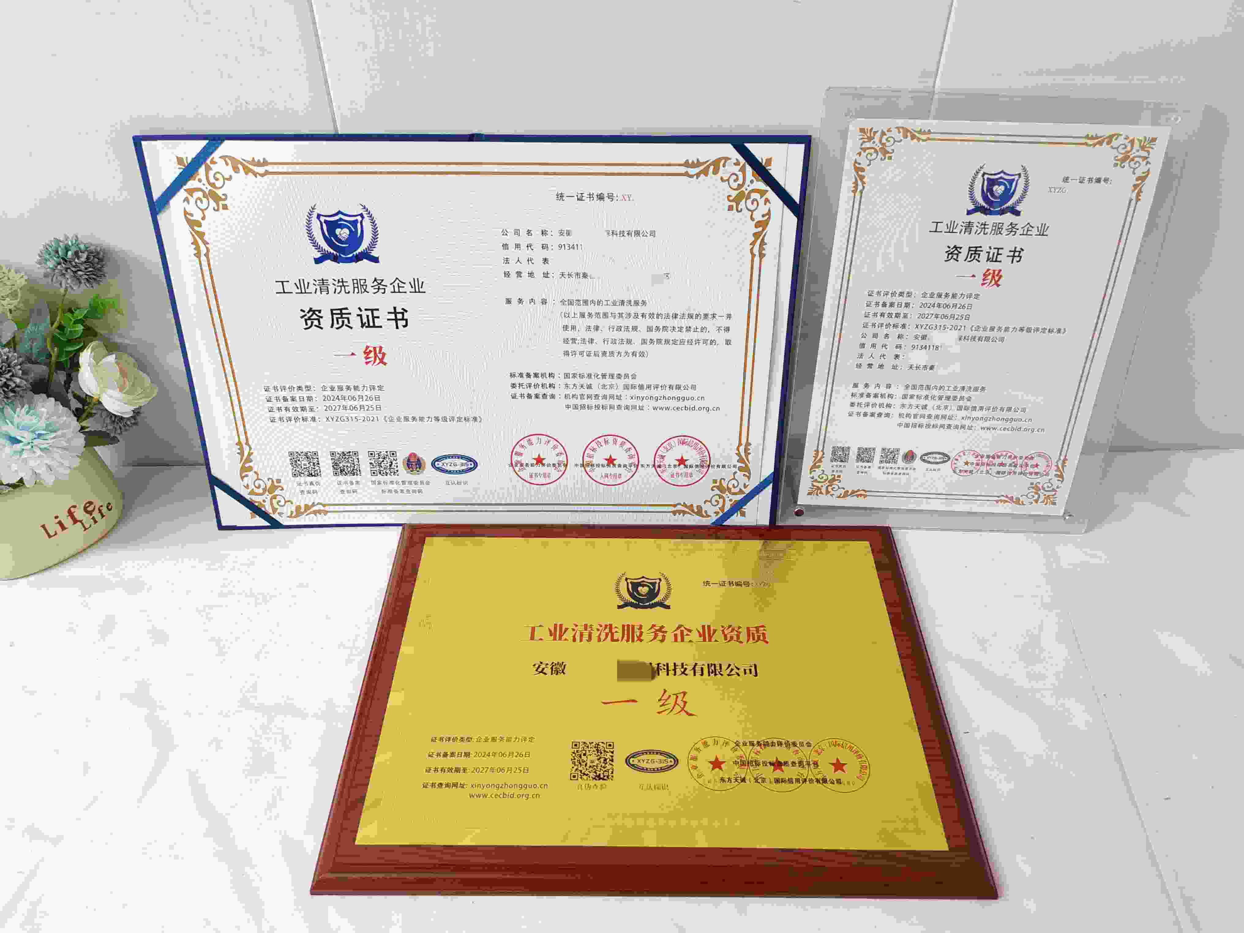 恭喜安徽美可佳环保科技有限公司顺利通过工业清洗服务企业资质认证,安徽美可佳环保科技有限公司办理工业清洗服务企业资质证书