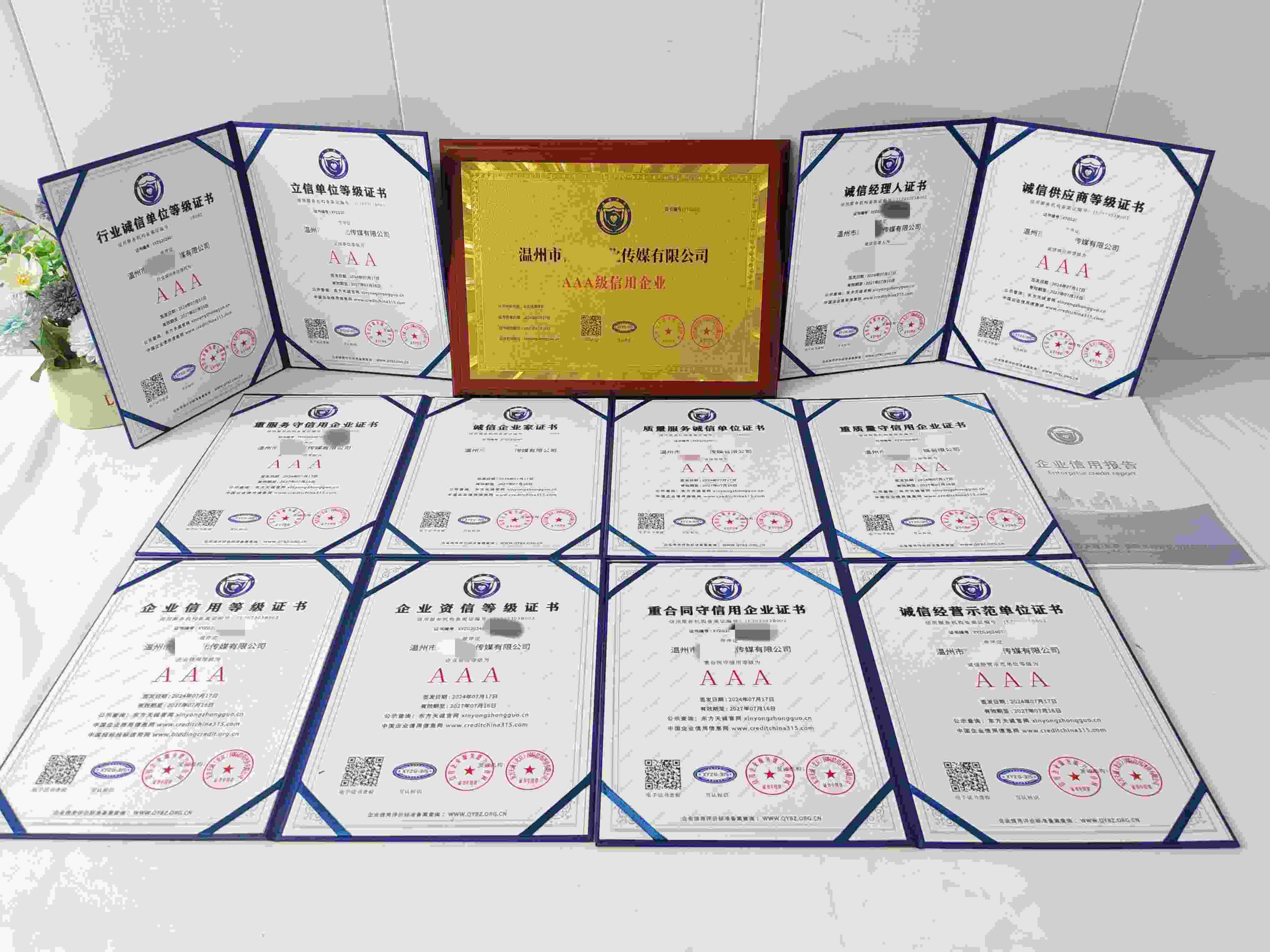 恭喜温州市群创文化传媒有限公司顺利通过AAA信用认证,温州市群创文化传媒有限公司办理AAA信用等级证书