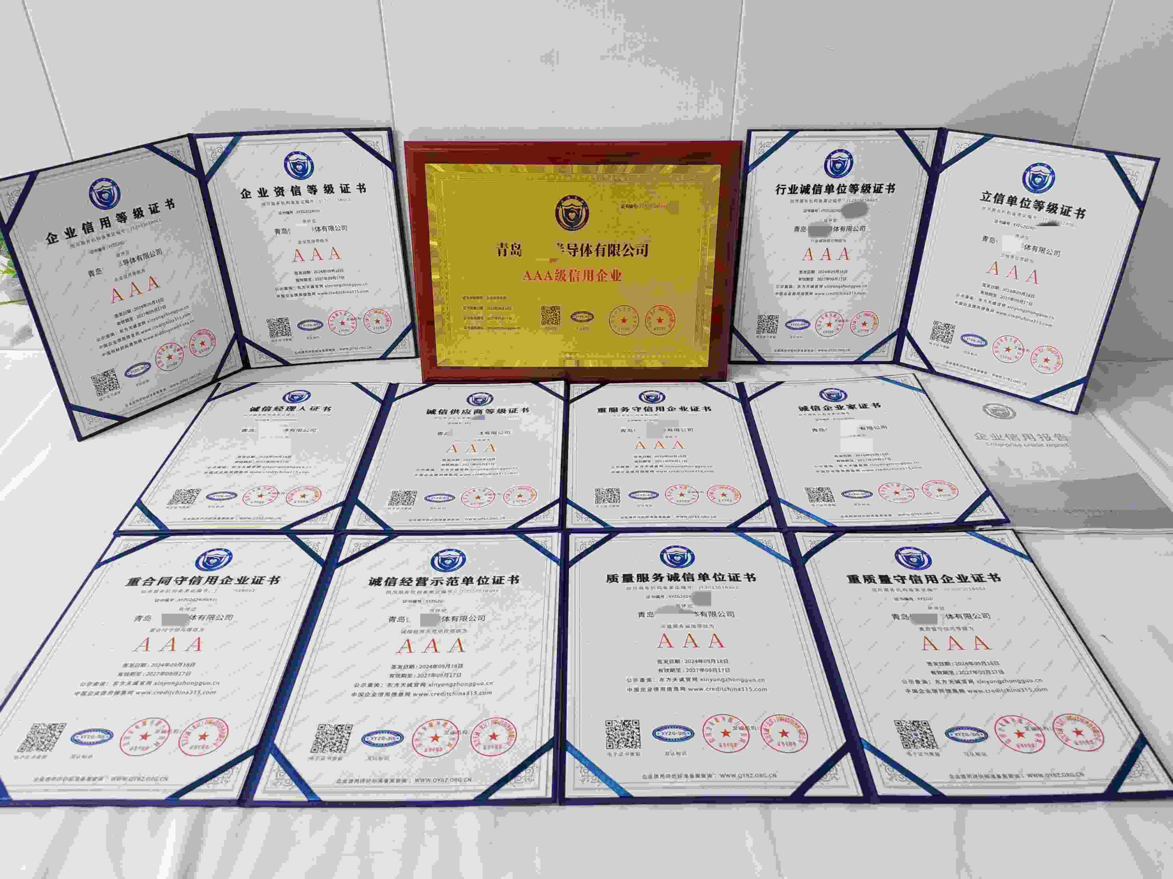恭喜青岛佳恩半导体有限公司顺利通过AAA信用认证,青岛佳恩半导体有限公司办理AAA信用等级证书