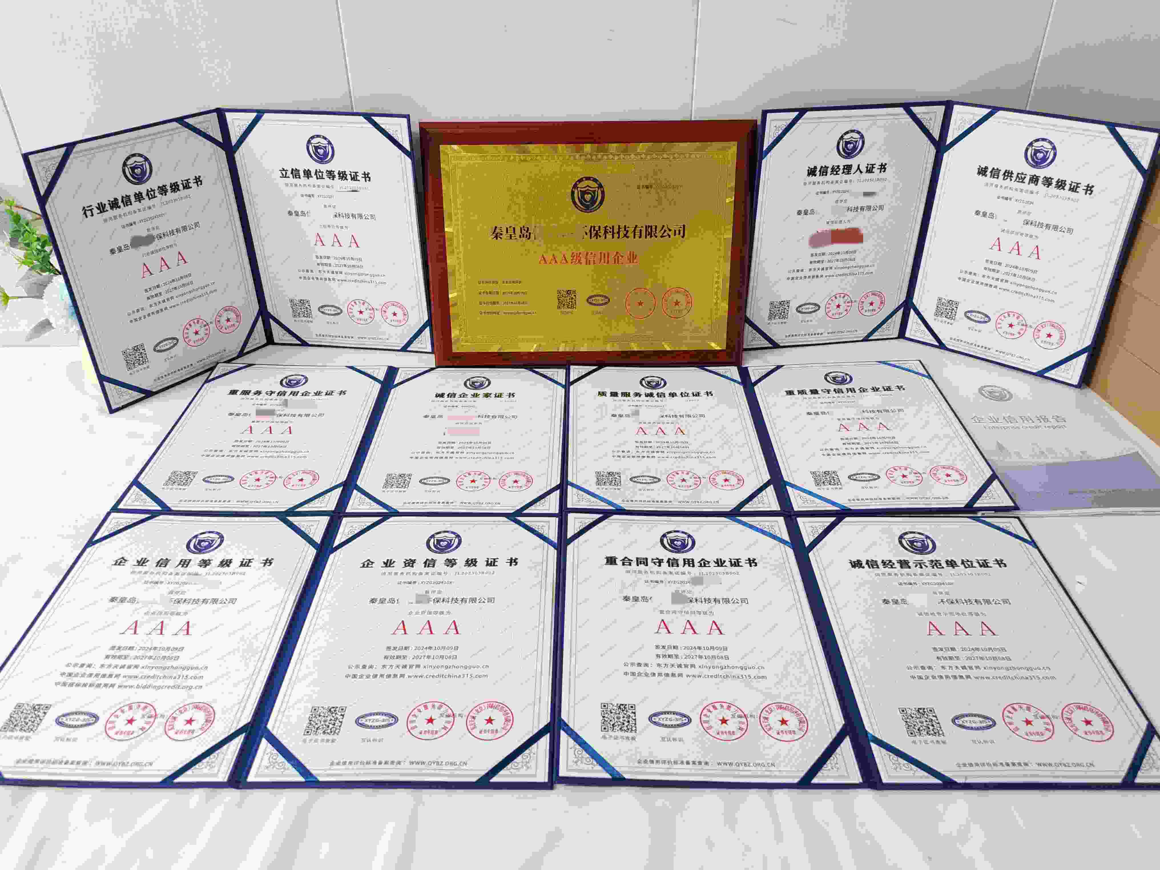 恭喜秦皇岛优治嘉环保科技有限公司顺利通过AAA信用认证,秦皇岛优治嘉环保科技有限公司办理AAA信用等级证书