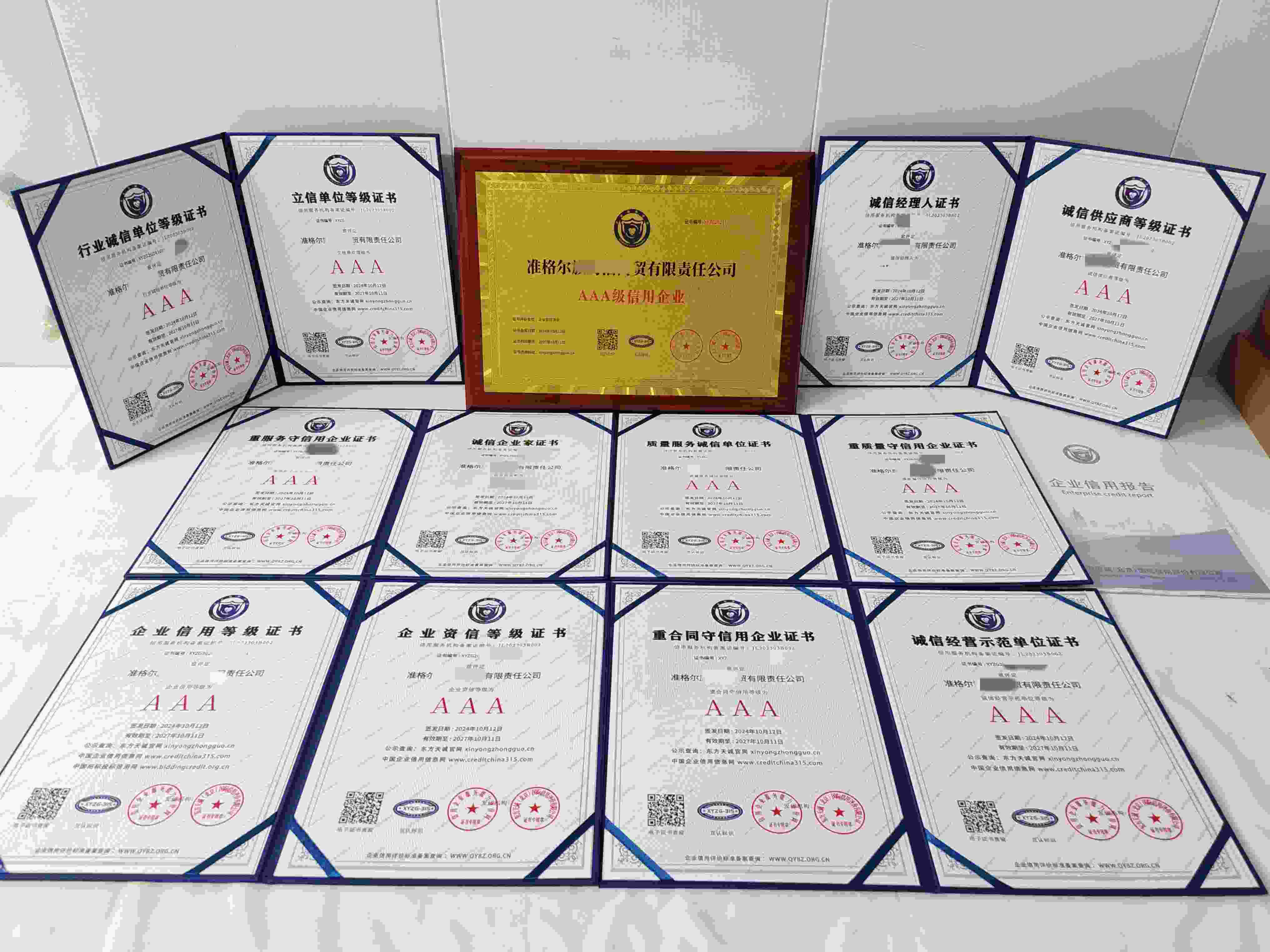 恭喜准格尔旗乃浩商贸有限责任公司顺利通过AAA信用认证,准格尔旗乃浩商贸有限责任公司办理AAA信用等级证书