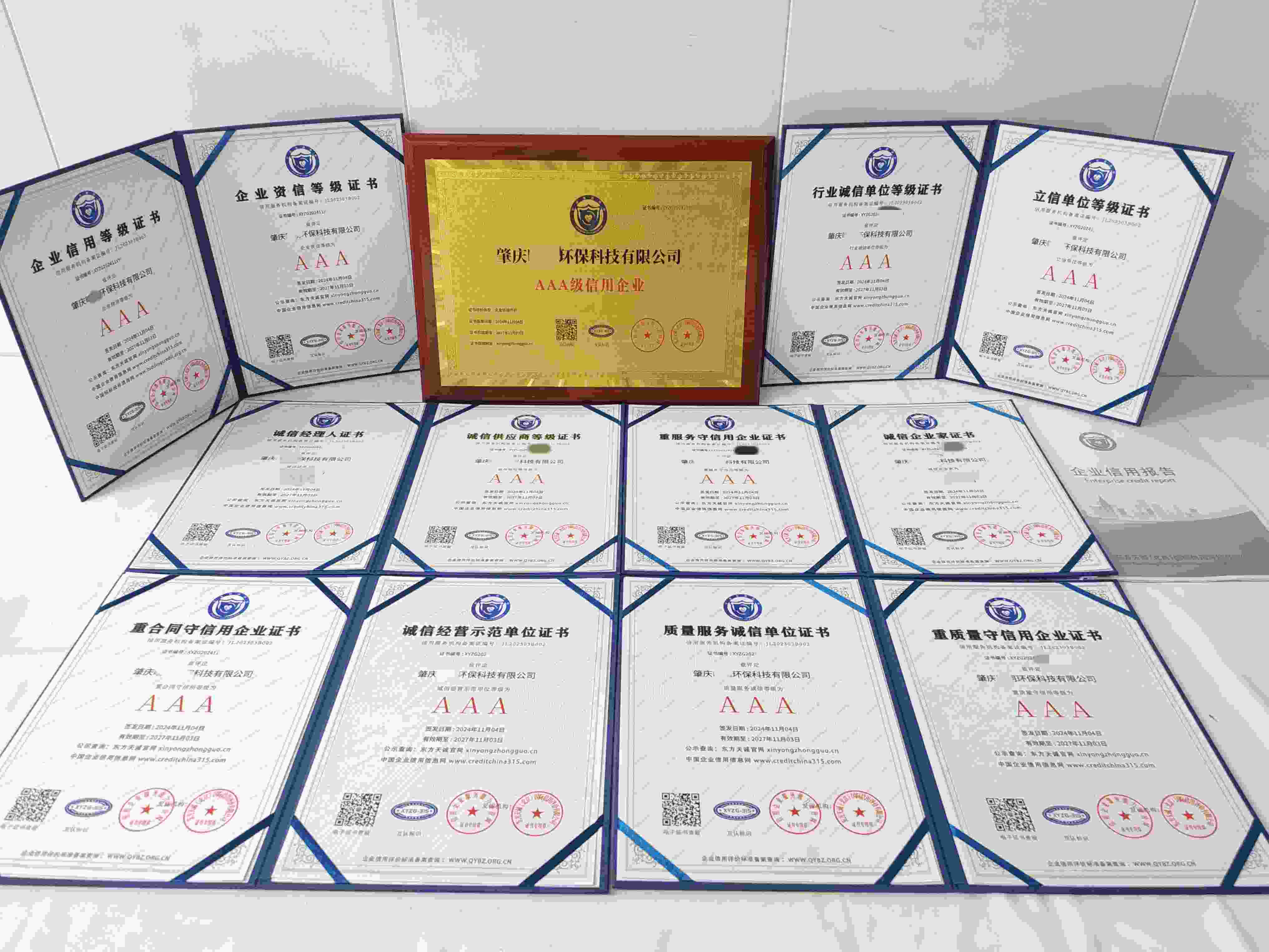 恭喜肇庆晴朗环保科技有限公司顺利通过AAA信用认证,肇庆晴朗环保科技有限公司办理AAA信用等级证书