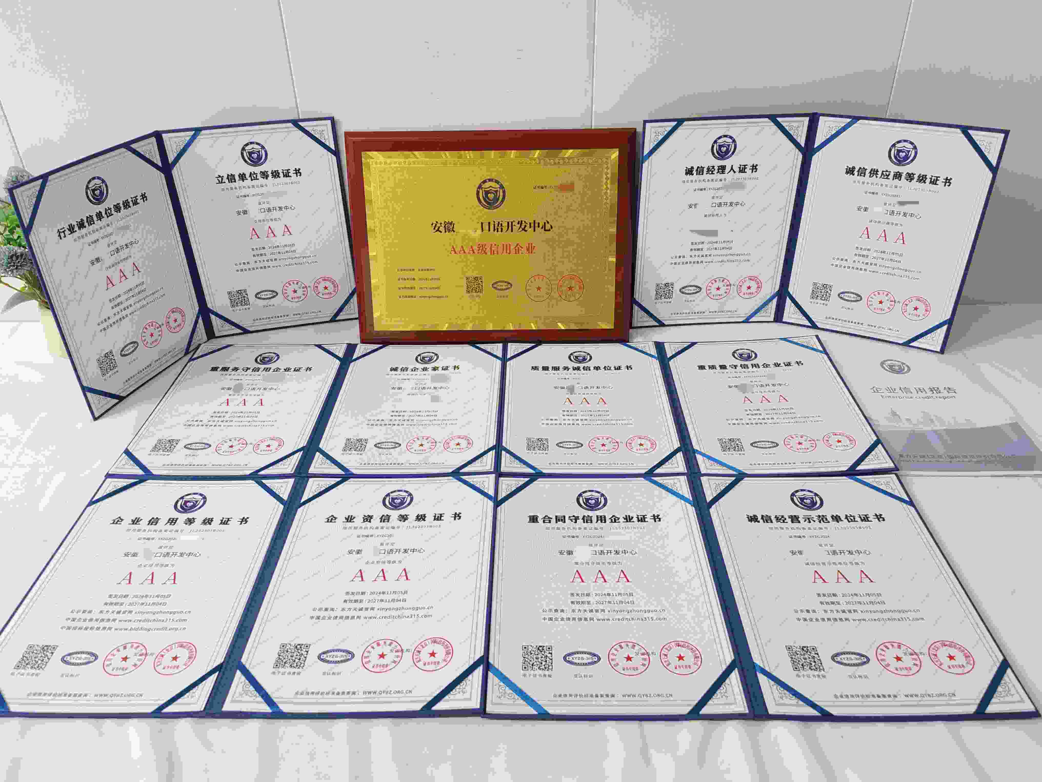 恭喜安徽星言日语开发中心顺利通过AAA信用认证,安徽星言日语开发中心办理AAA信用等级证书