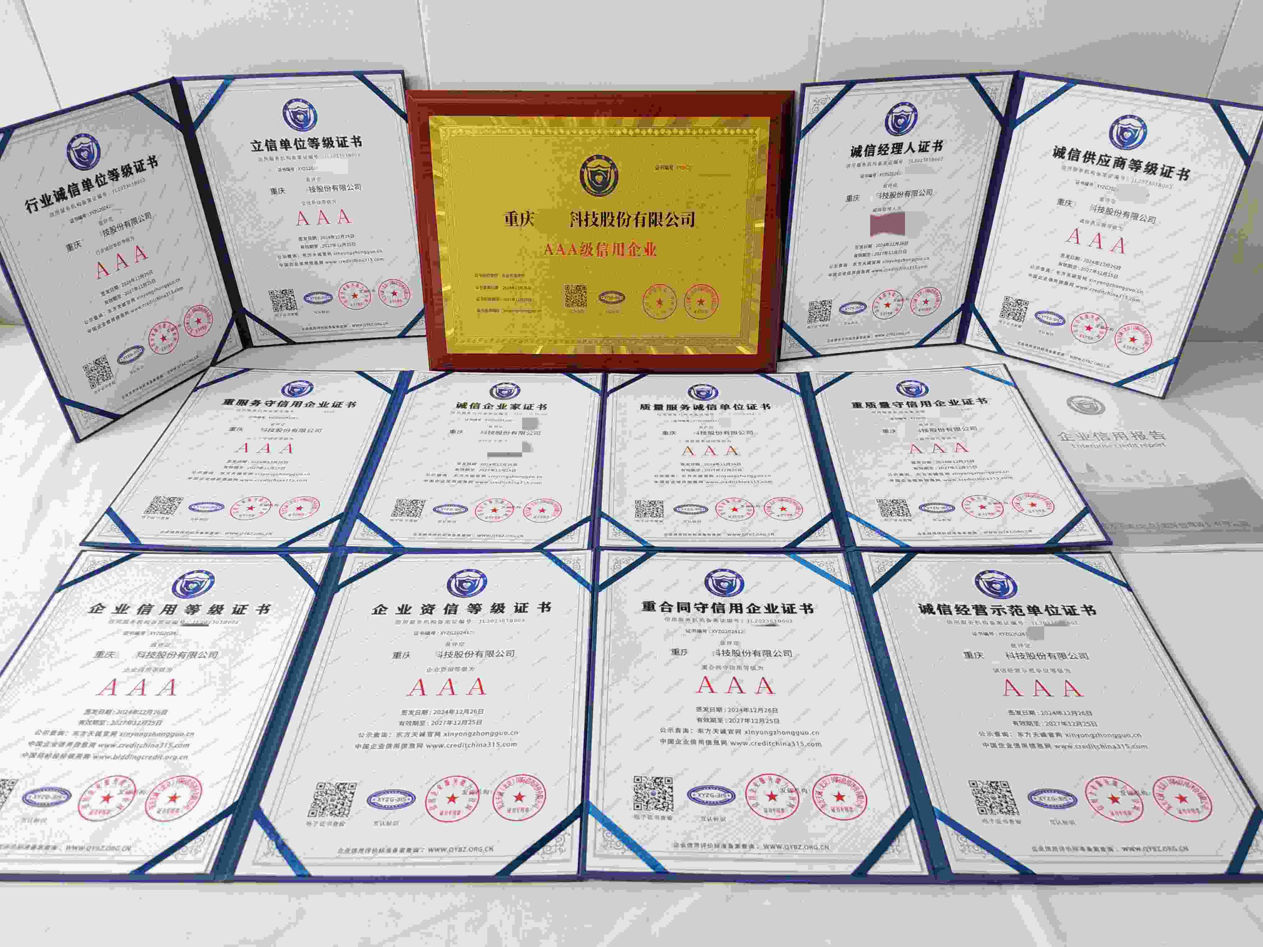 恭喜重庆东仁科技股份有限公司顺利通过AAA信用认证,重庆东仁科技股份有限公司办理AAA信用等级证书