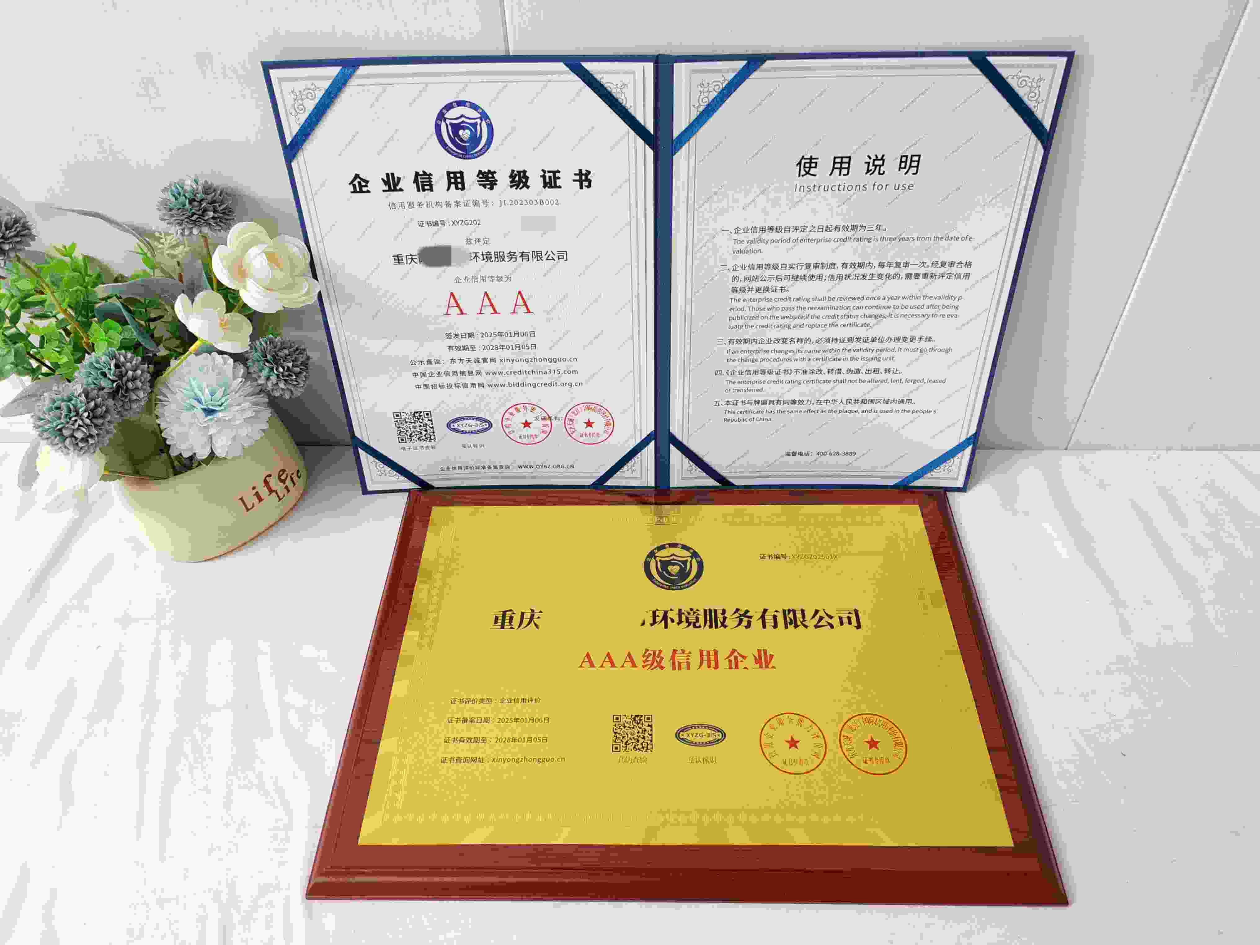 恭喜重庆两江城市环境服务有限公司顺利通过AAA信用认证,重庆两江城市环境服务有限公司办理AAA信用等级证书