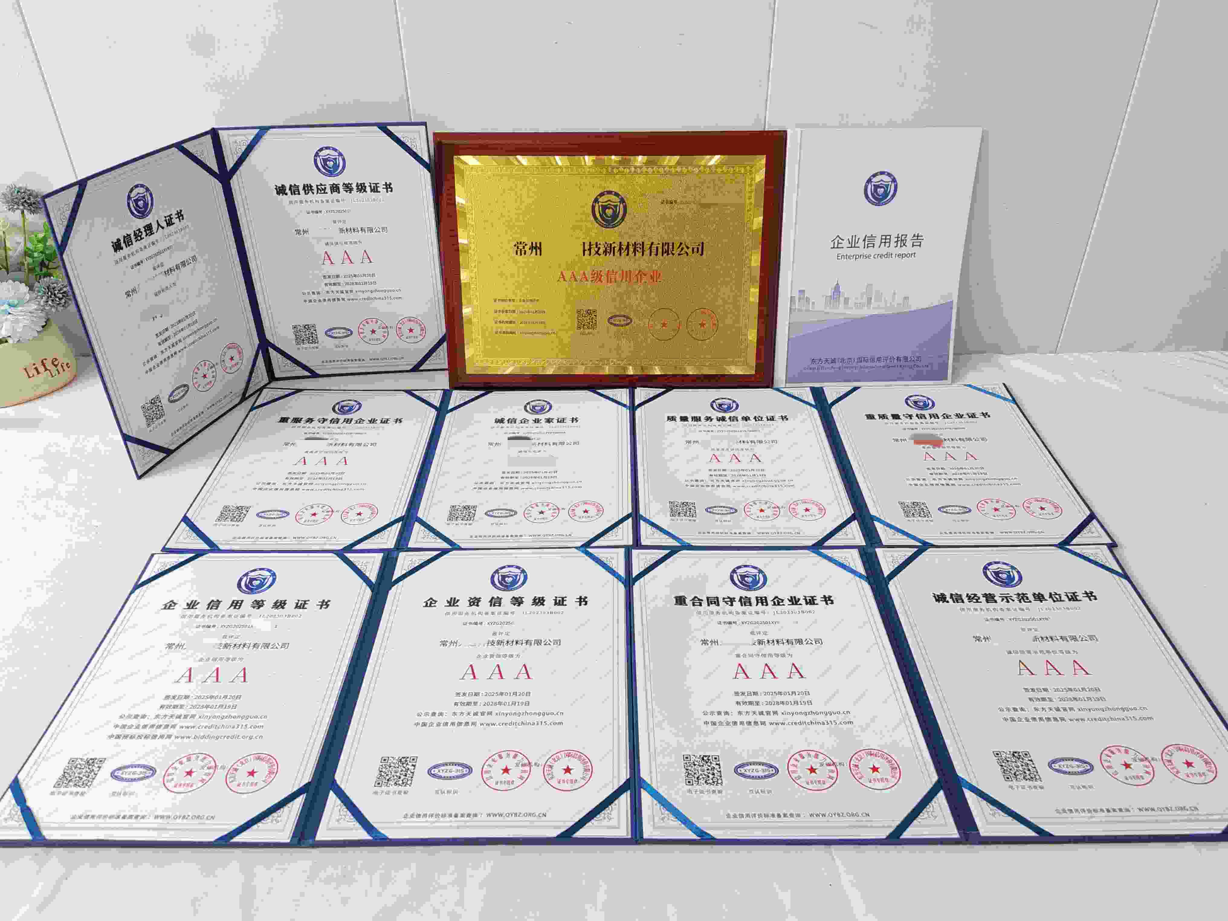 恭喜常州大延科技新材料有限公司顺利通过AAA信用认证, 常州大延科技新材料有限公司办理AAA信用等级证书
