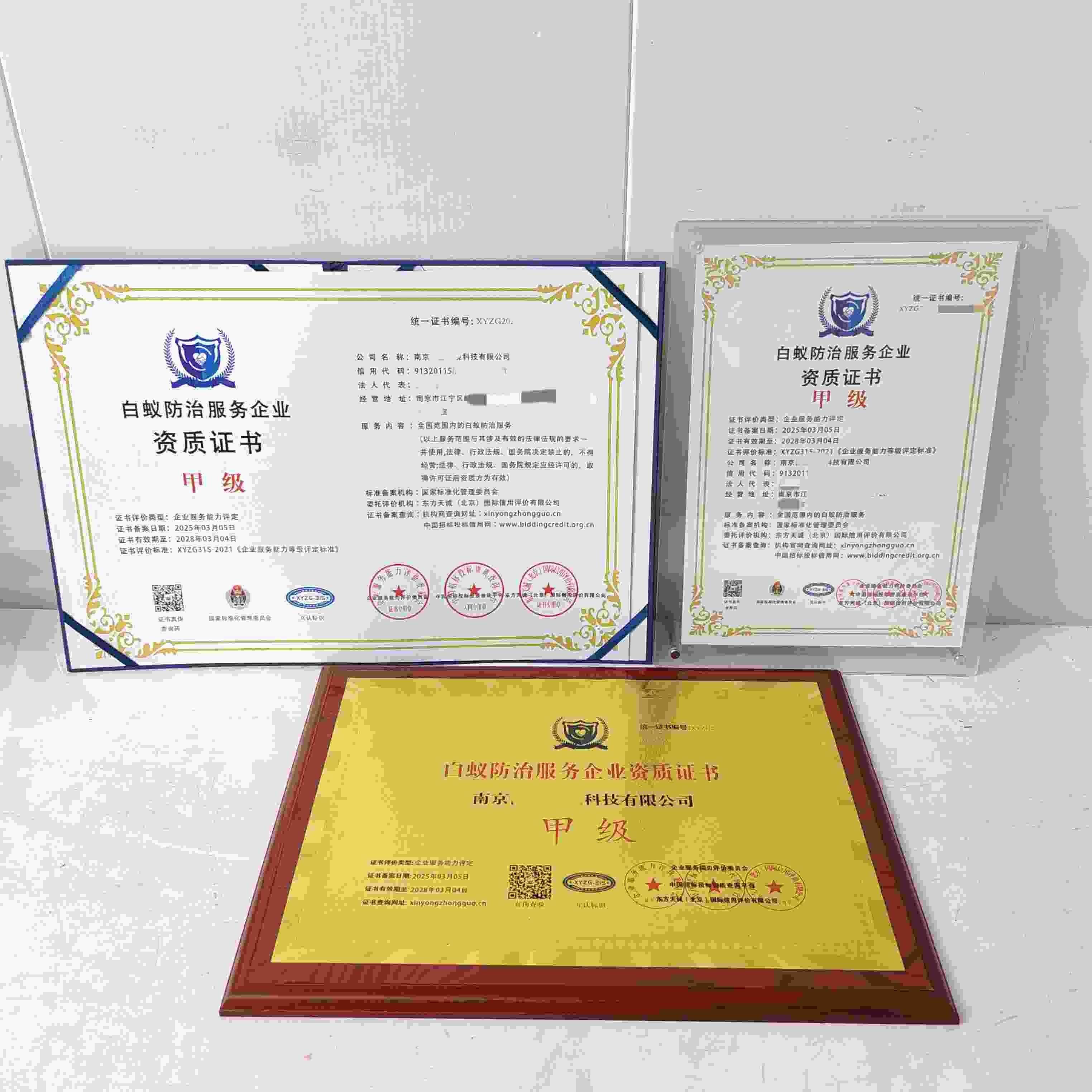 恭喜南京保盛环境科技有限公司顺利通过白蚁防治服务企业资质认证,南京保盛环境科技有限公司办理白蚁防治服务企业资质证书
