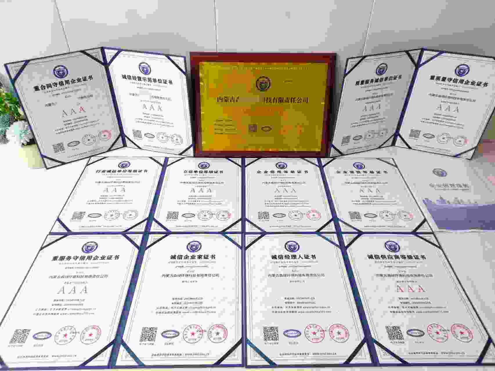 恭喜内蒙古森绿环境科技有限责任公司顺利通过AAA信用认证, 内蒙古森绿环境科技有限责任公司办理AAA信用等级证书