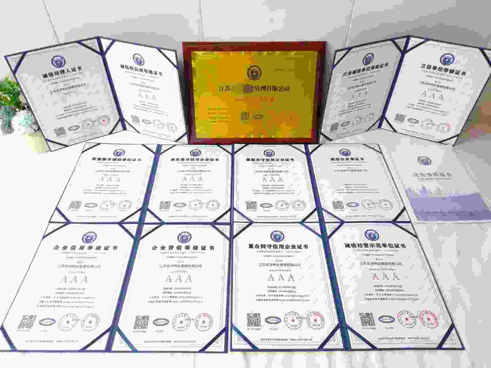 恭喜江苏金沐物业管理有限公司顺利通过AAA信用认证, 江苏金沐物业管理有限公司办理AAA信用等级证书