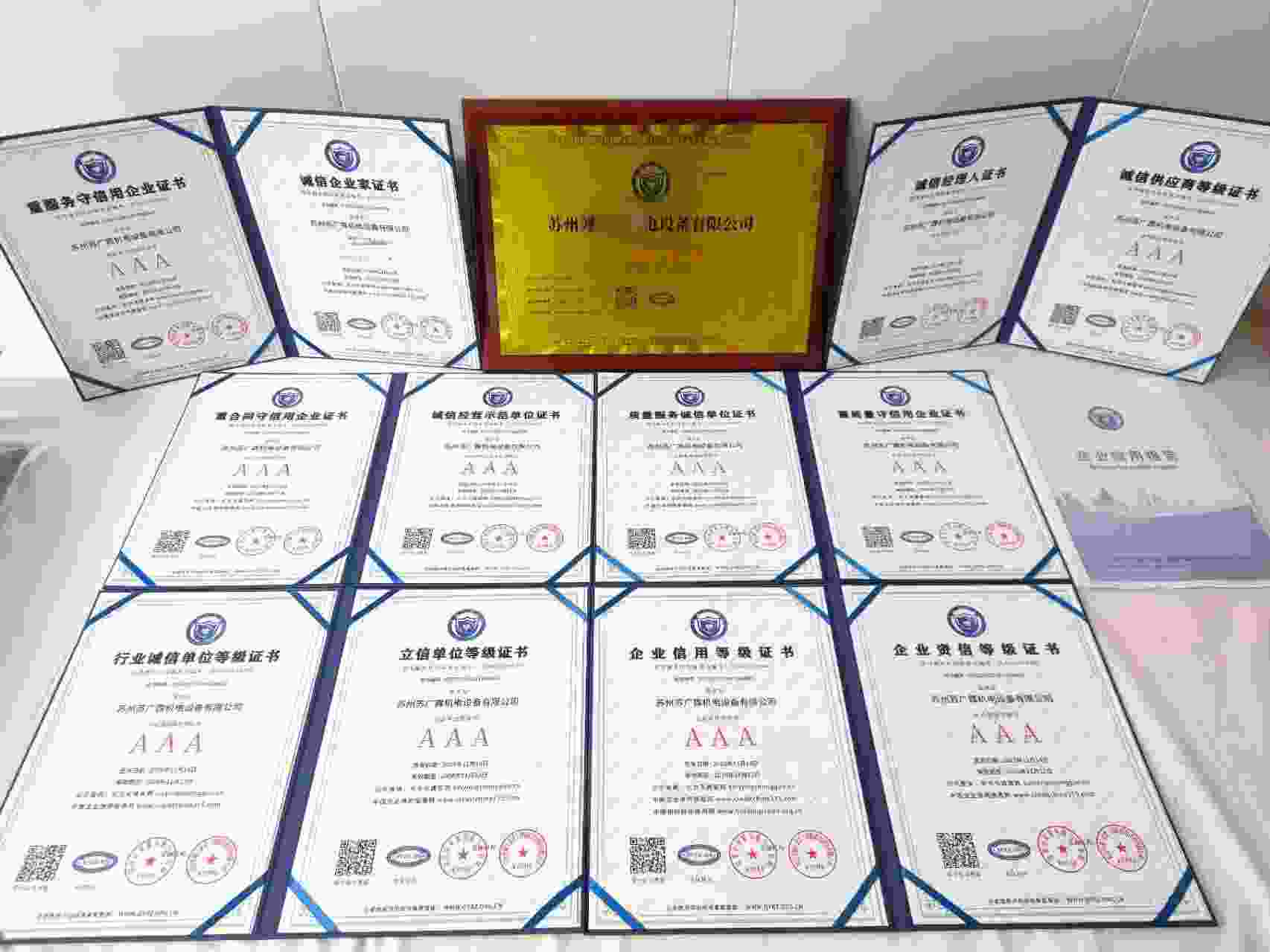 恭喜苏州苏广霖机电设备有限公司顺利通过AAA信用认证, 苏州苏广霖机电设备有限公司办理AAA信用等级证书