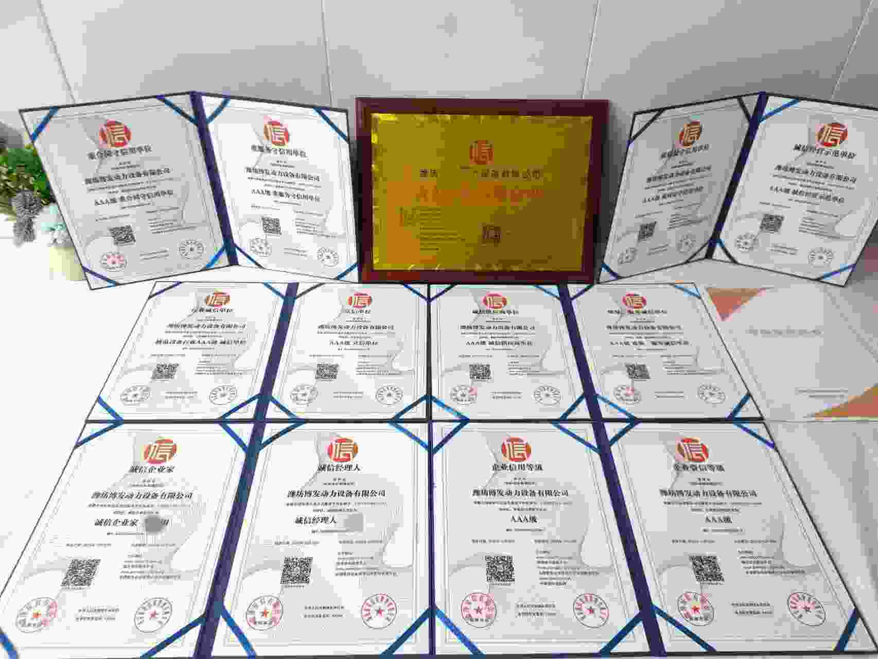 恭喜潍坊博发动力设备有限公司顺利通过AAA信用认证, 潍坊博发动力设备有限公司办理AAA信用等级证书