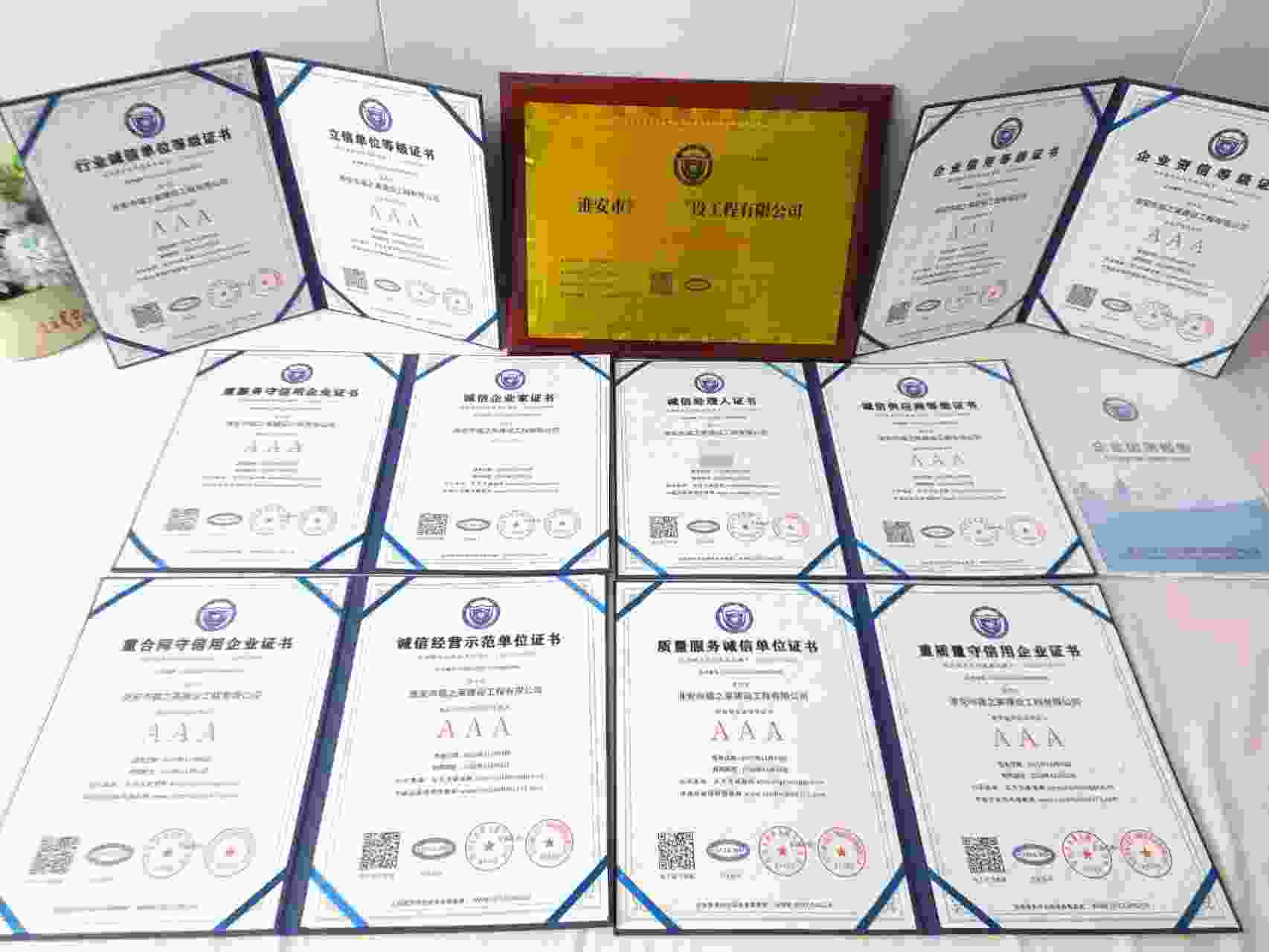 恭喜淮安市福之莱建设工程有限公司顺利通过AAA信用认证, 淮安市福之莱建设工程有限公司办理AAA信用等级证书