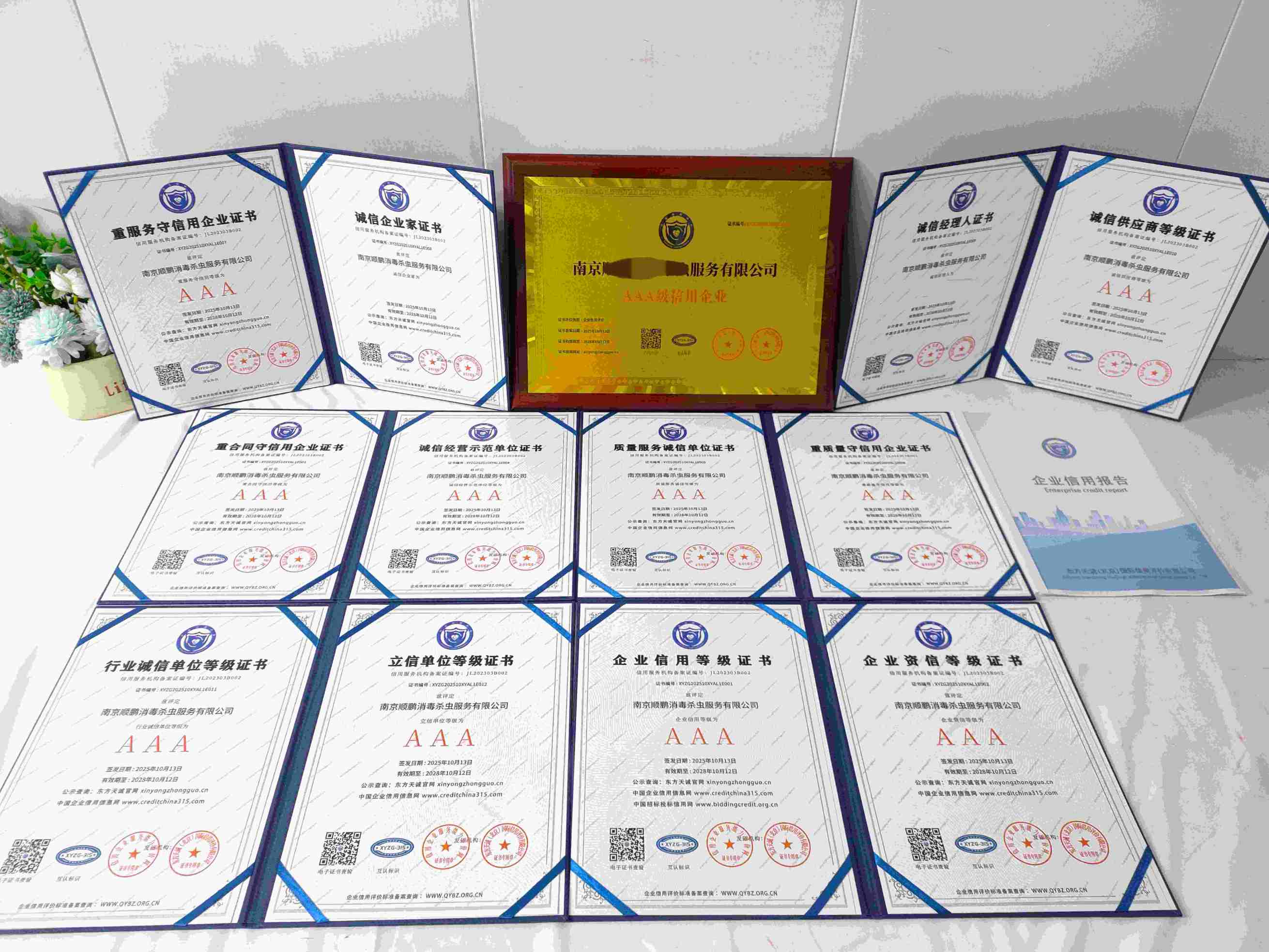恭喜南京顺鹏消毒杀虫服务有限公司顺利通过AAA信用认证, 南京顺鹏消毒杀虫服务有限公司办理AAA信用等级证书