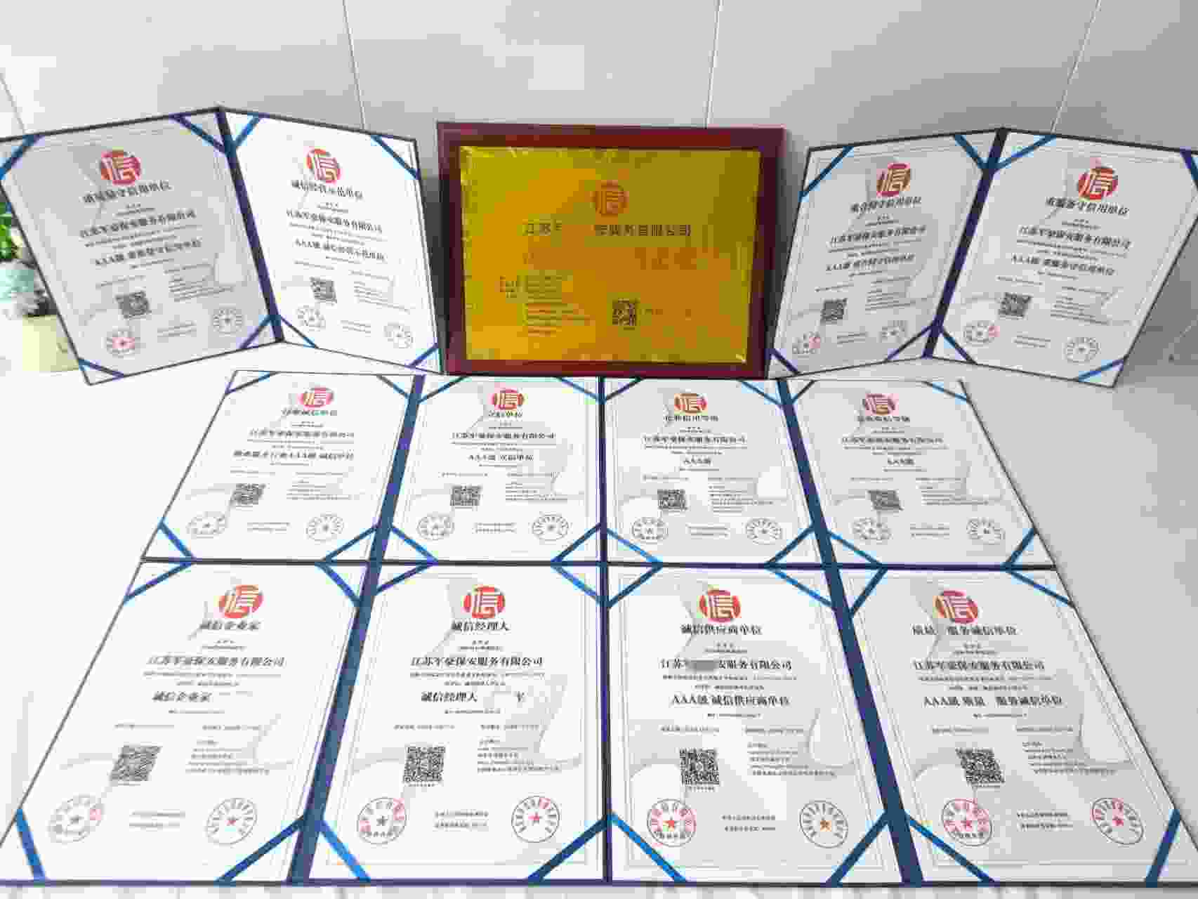 恭喜江苏军豪保安服务有限公司顺利通过AAA信用认证, 江苏军豪保安服务有限公司办理AAA信用等级证书