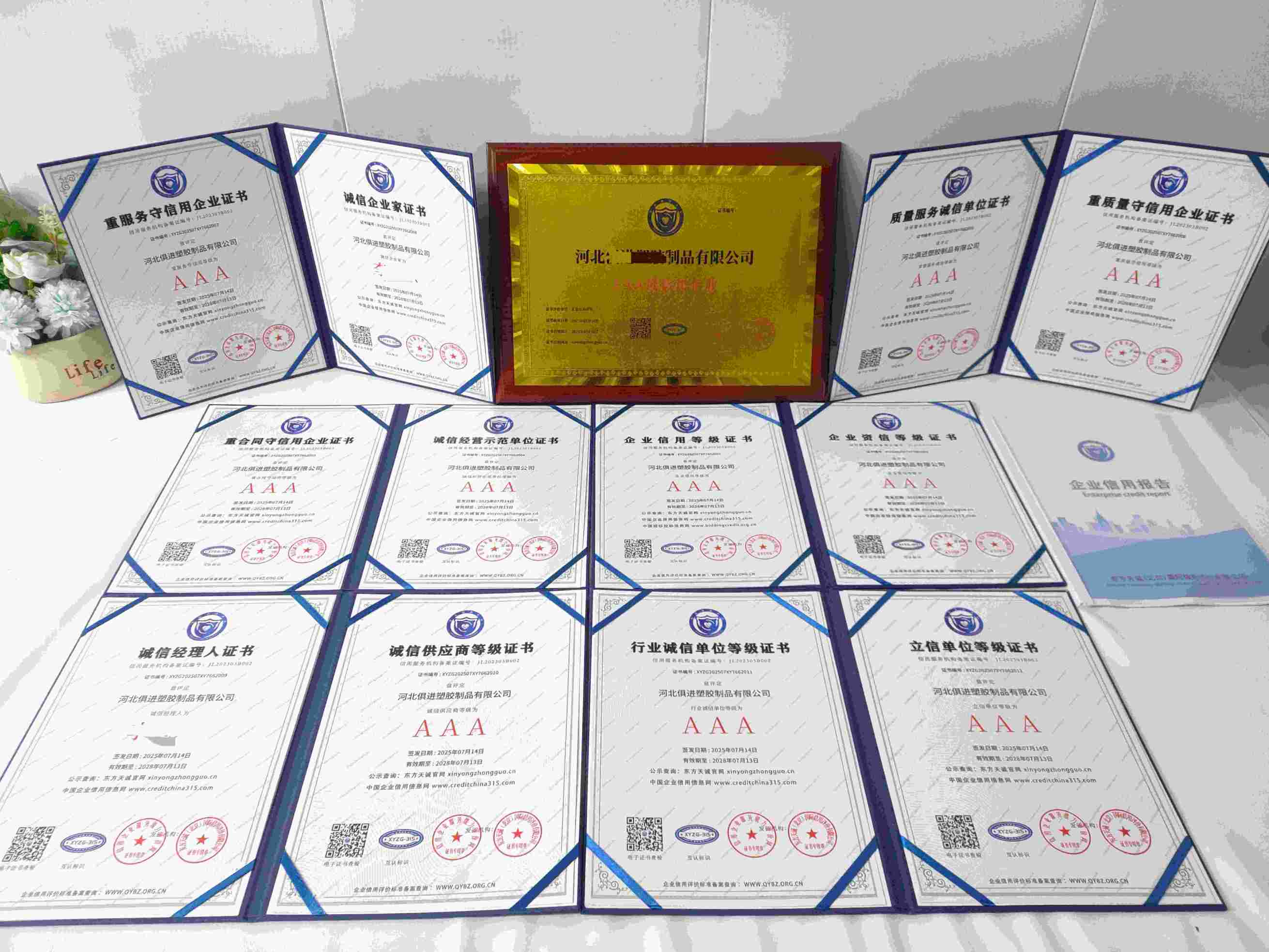 恭喜河北俱进塑胶制品有限公司顺利通过AAA信用认证, 河北俱进塑胶制品有限公司办理AAA信用等级证书