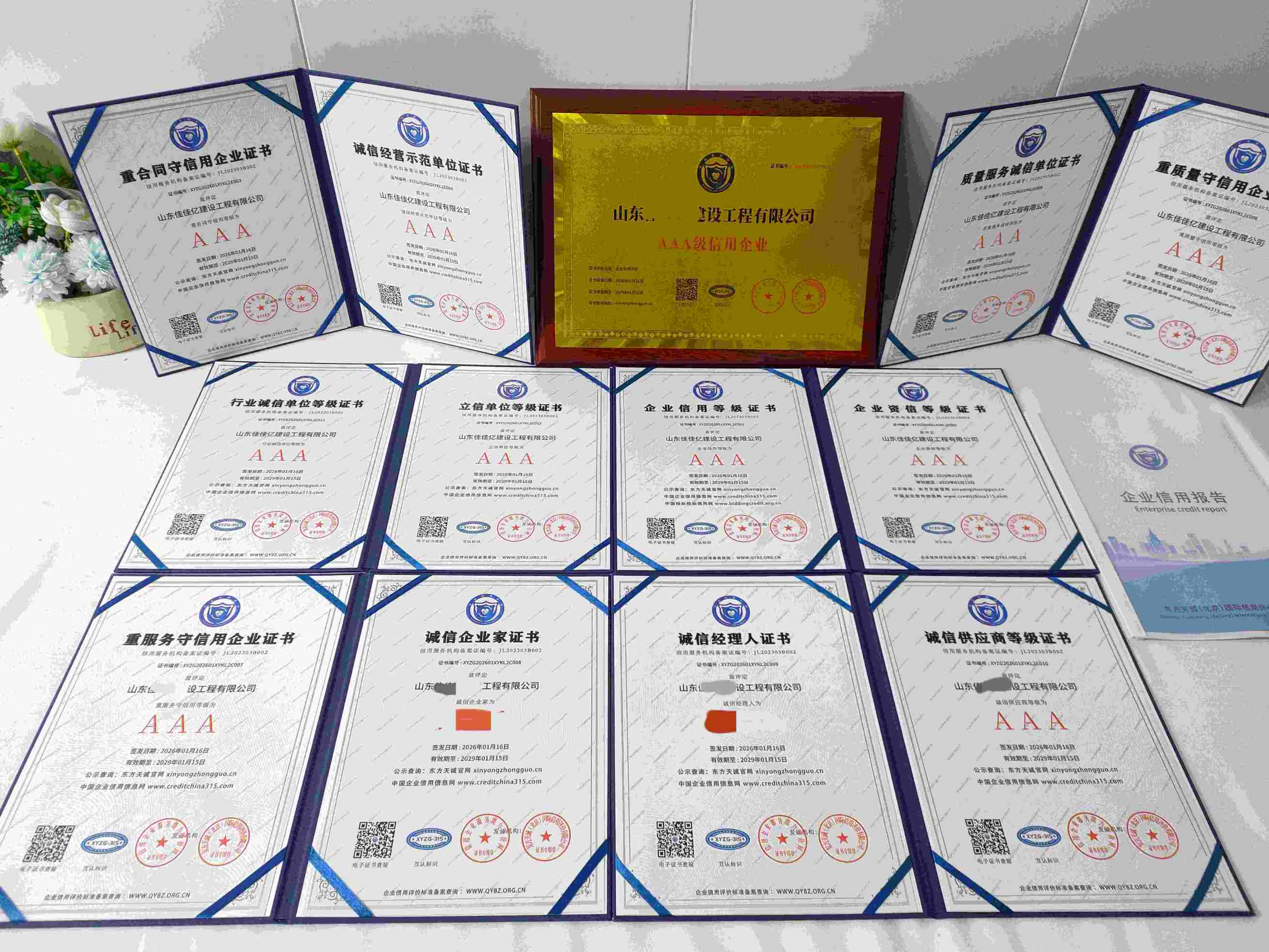 恭喜山东佳佳亿建设工程有限公司顺利通过AAA信用认证, 山东佳佳亿建设工程有限公司办理AAA信用等级证书