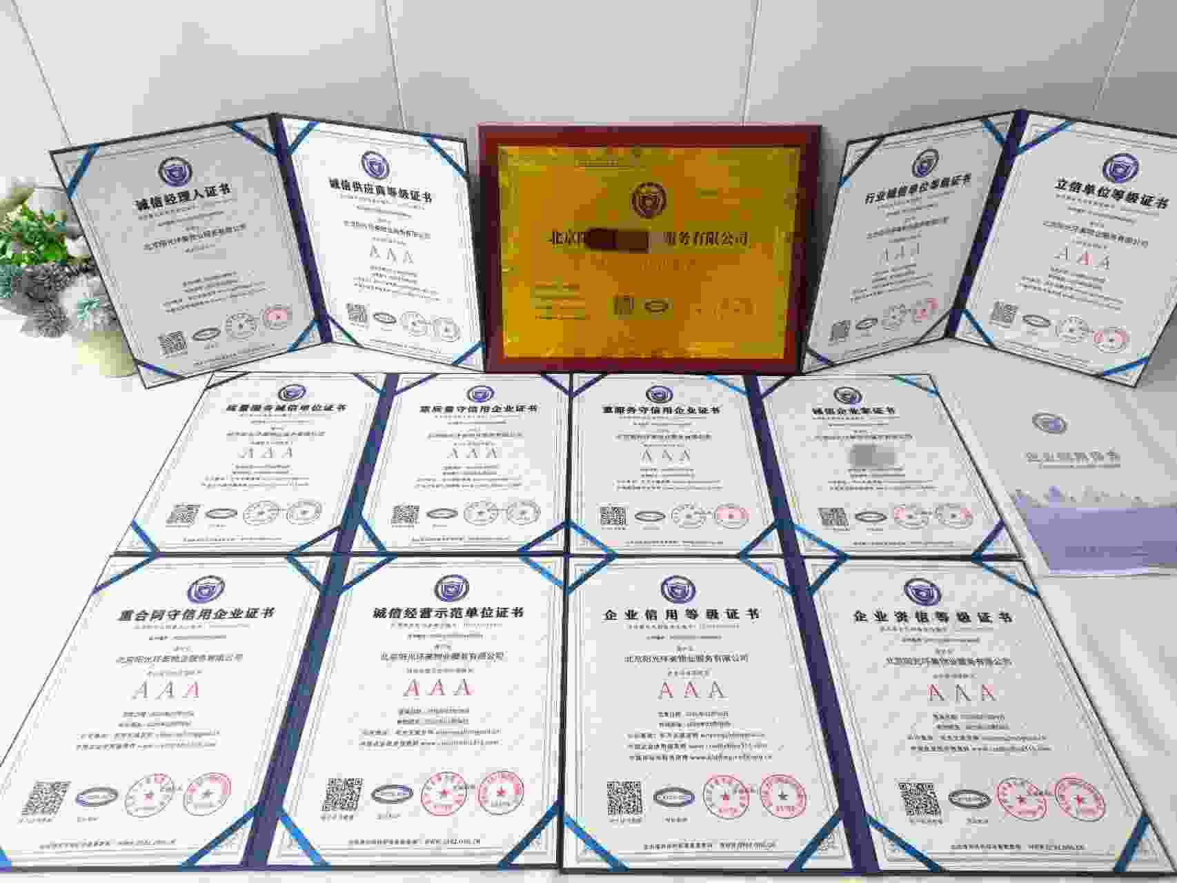 恭喜北京阳光环美物业服务有限公司顺利通过AAA信用认证, 北京阳光环美物业服务有限公司办理AAA信用等级证书