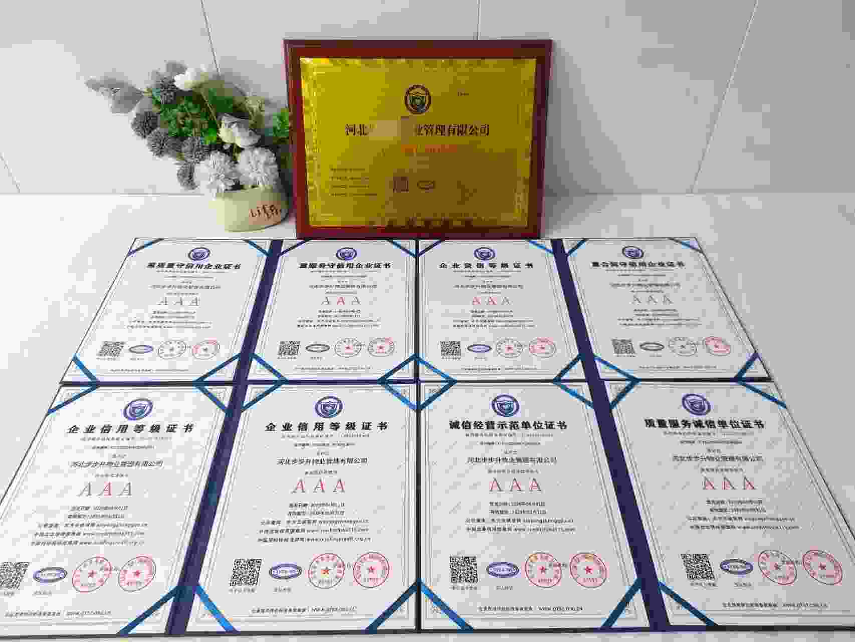恭喜河北步步升物业管理有限公司顺利通过AAA信用认证, 河北步步升物业管理有限公司办理AAA信用等级证书