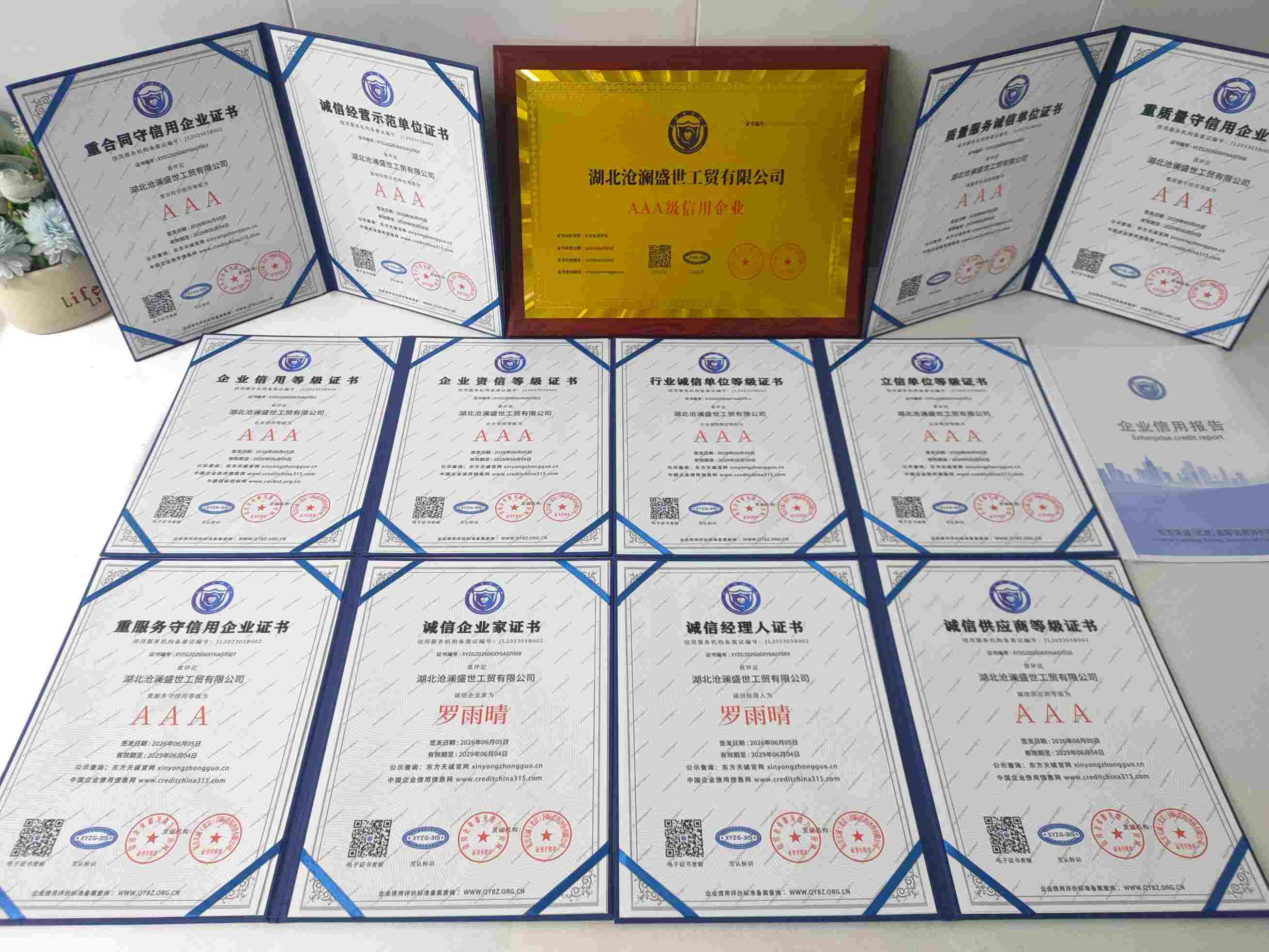 恭喜湖北沧澜盛世工贸有限公司顺利通过AAA信用认证, 湖北沧澜盛世工贸有限公司办理AAA信用等级证书