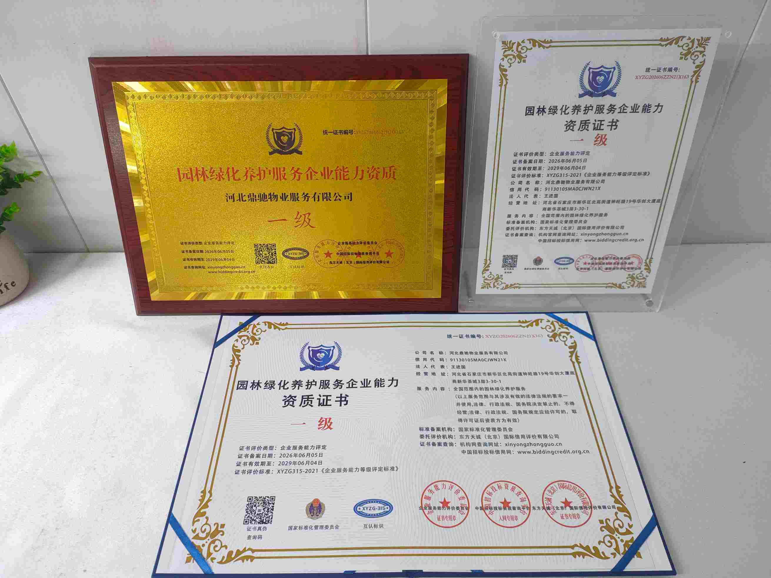 恭喜河北鼎驰物业服务有限公司顺利通过园林绿化养护服务企业资质认证,河北鼎驰物业服务有限公司办理园林绿化养护服务企业资质证书