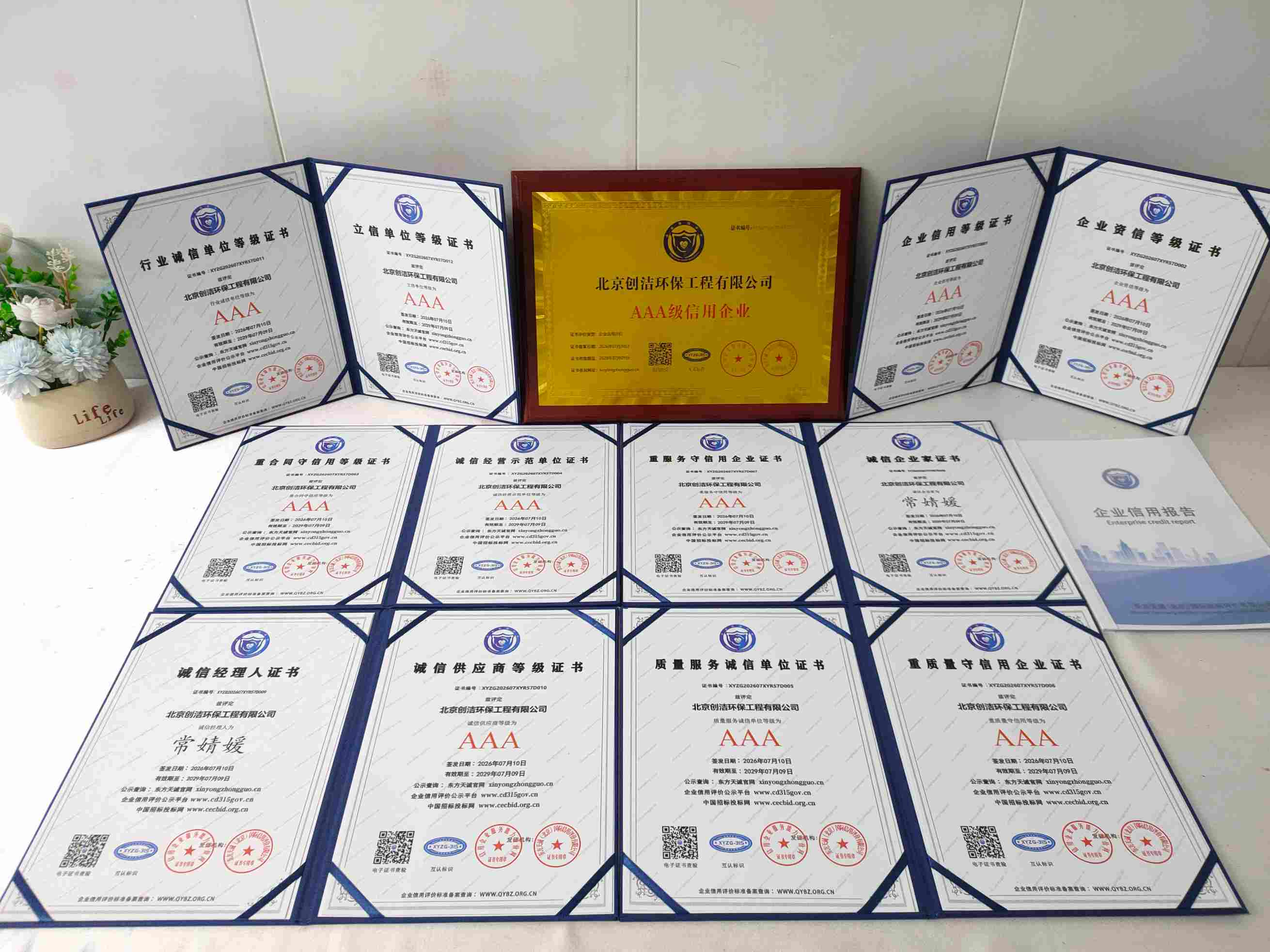恭喜北京创洁环保工程有限公司顺利通过AAA信用认证, 北京创洁环保工程有限公司办理AAA信用等级证书