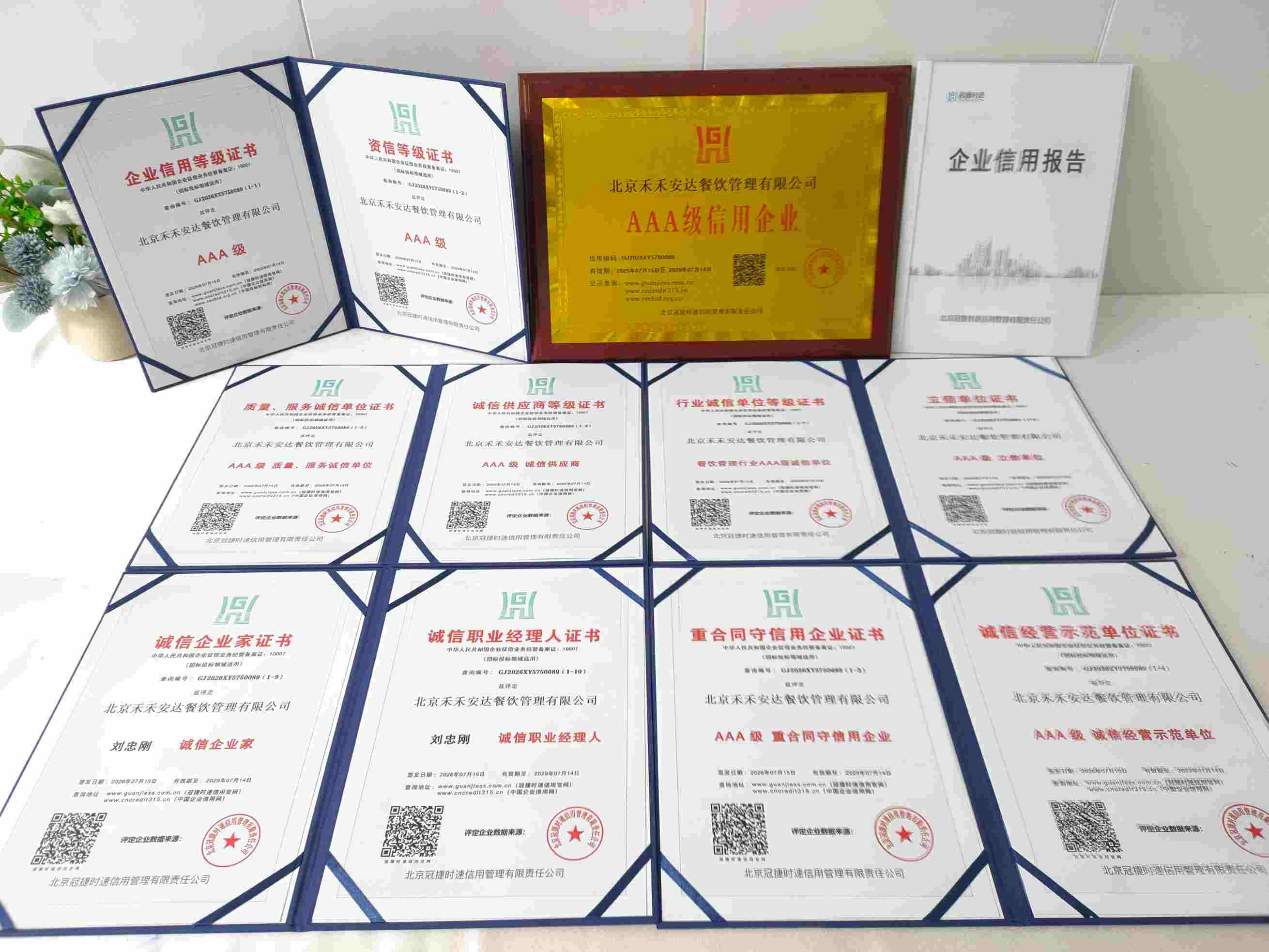 恭喜北京禾禾安达餐饮管理有限公司顺利通过AAA信用认证, 北京禾禾安达餐饮管理有限公司办理AAA信用等级证书