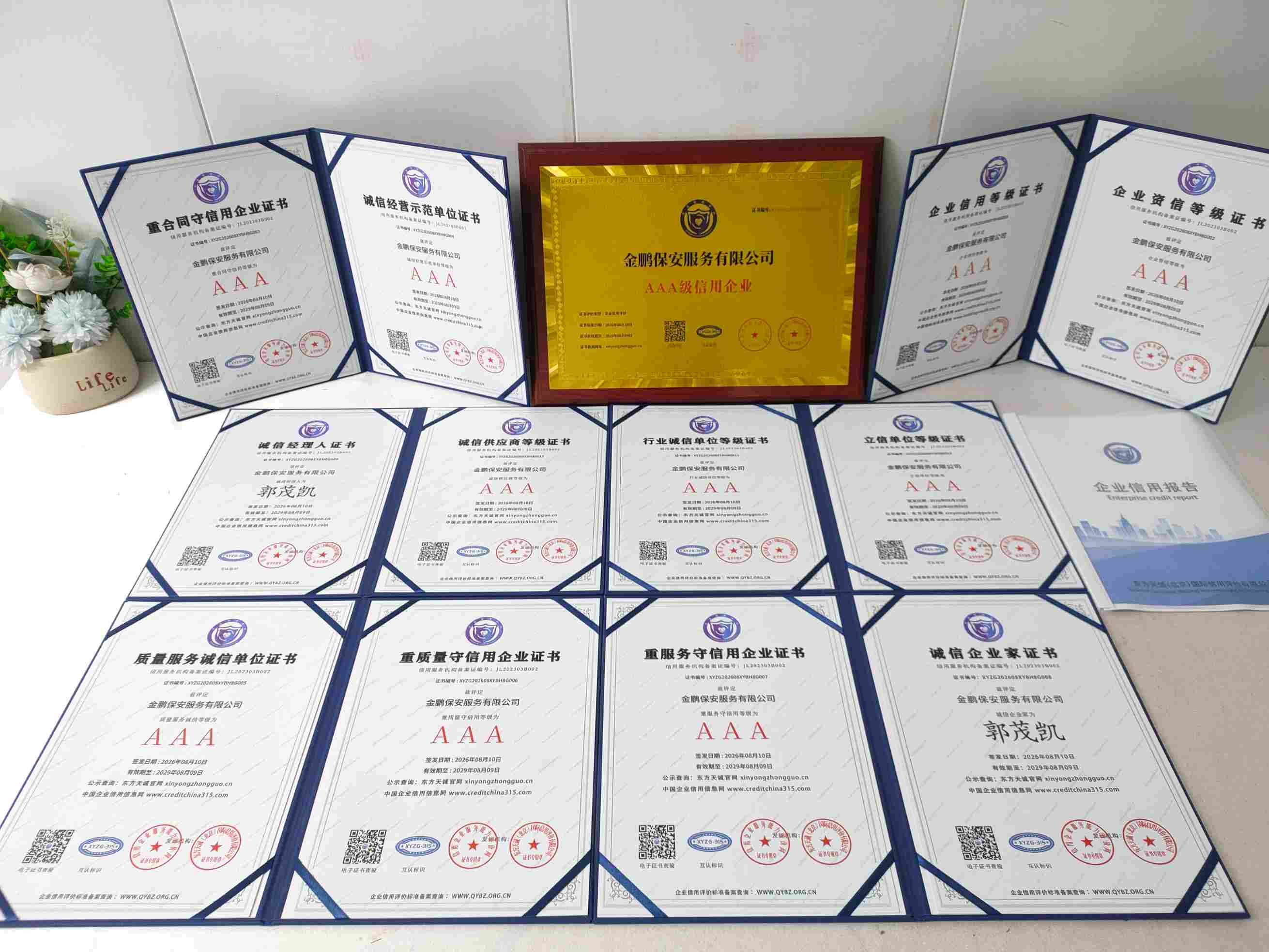 恭喜金鹏保安服务有限公司顺利通过AAA信用认证, 金鹏保安服务有限公司办理AAA信用等级证书