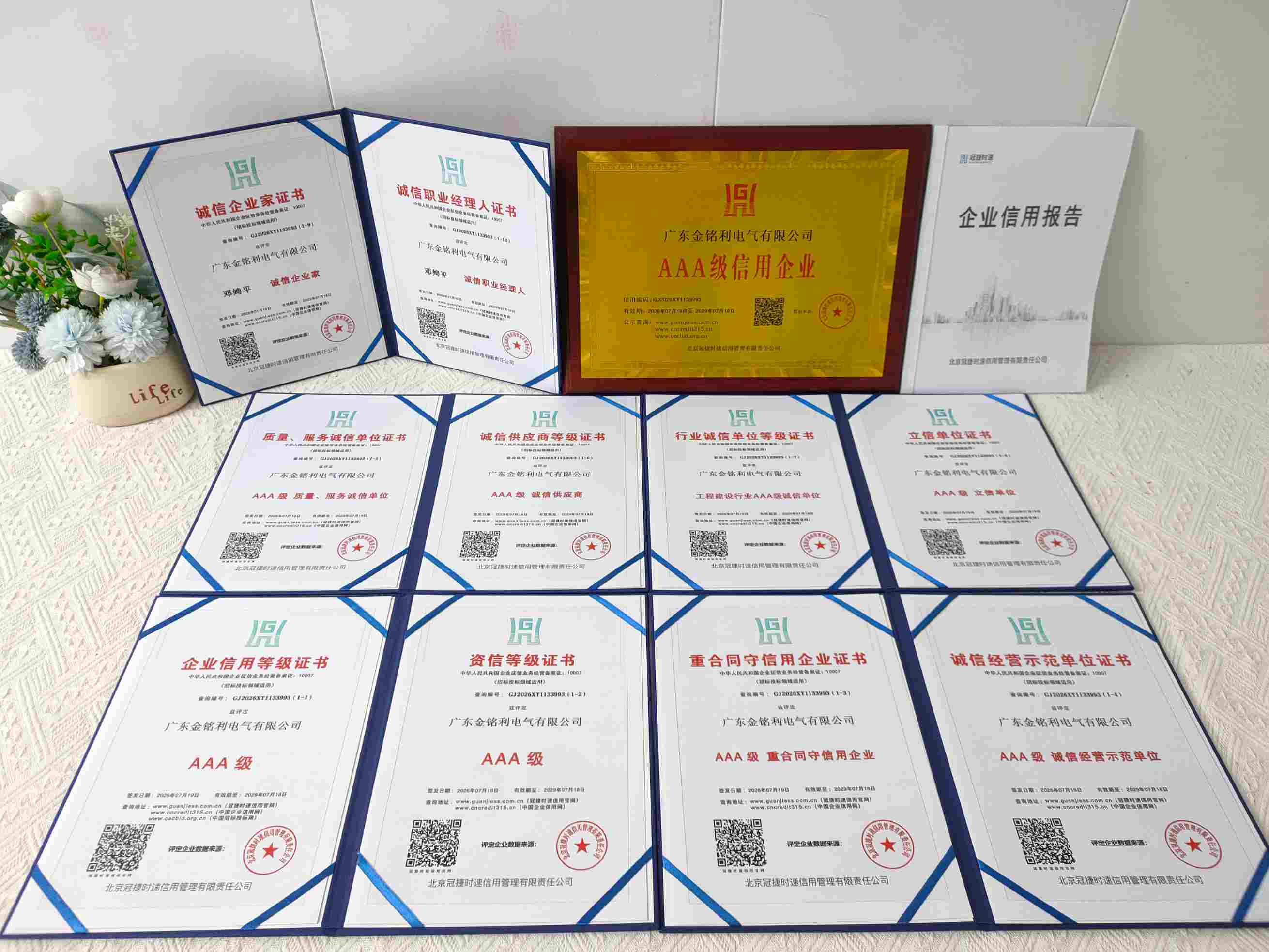 恭喜广东金铭利电气有限公司顺利通过AAA信用认证, 广东金铭利电气有限公司办理AAA信用等级证书